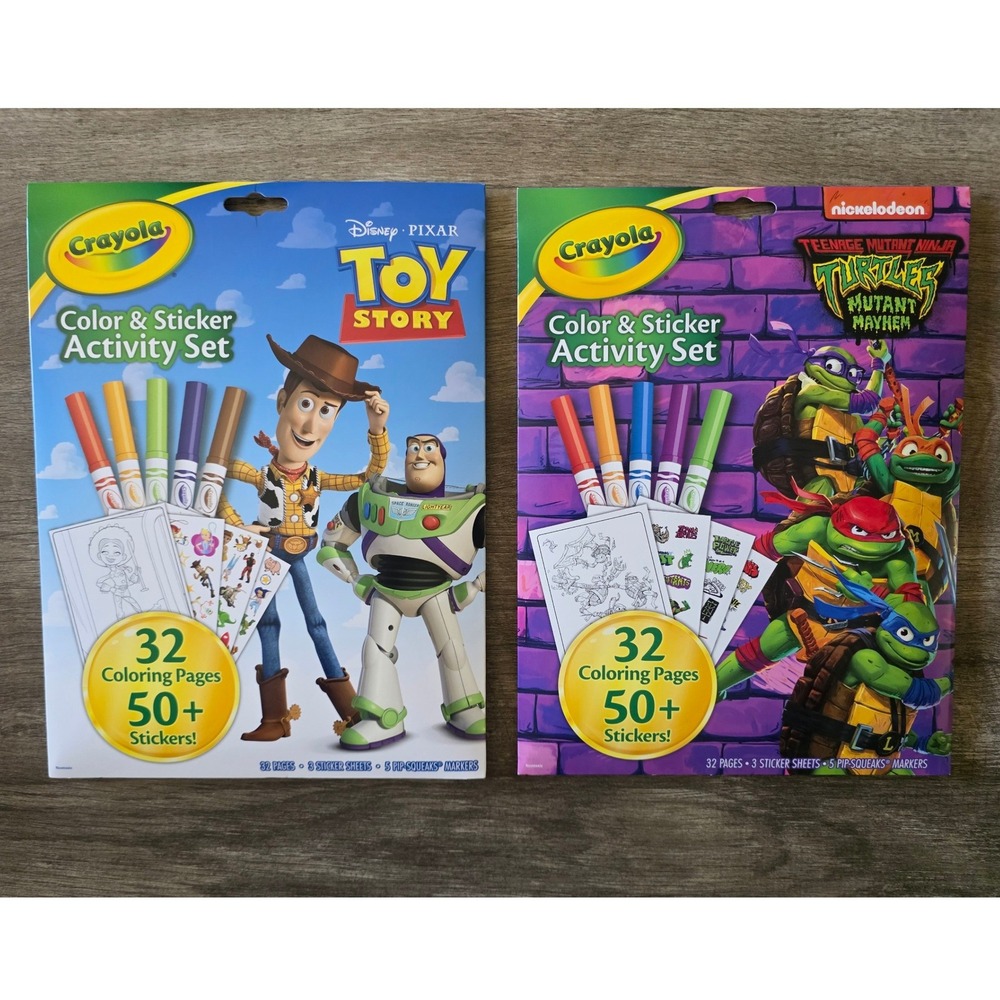 Crayola Color & Sticker Activity Set 2pk Toy Story TMNT Mutant Mayhem New